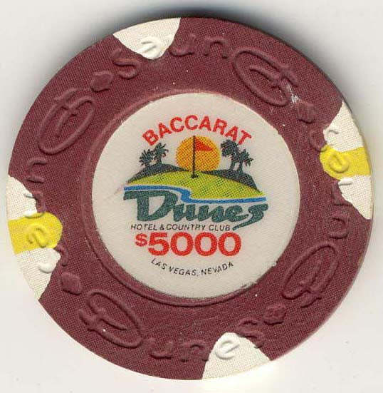 Dunes Casino Las Vegas Nevada $5000 Baccarat Chip 1989