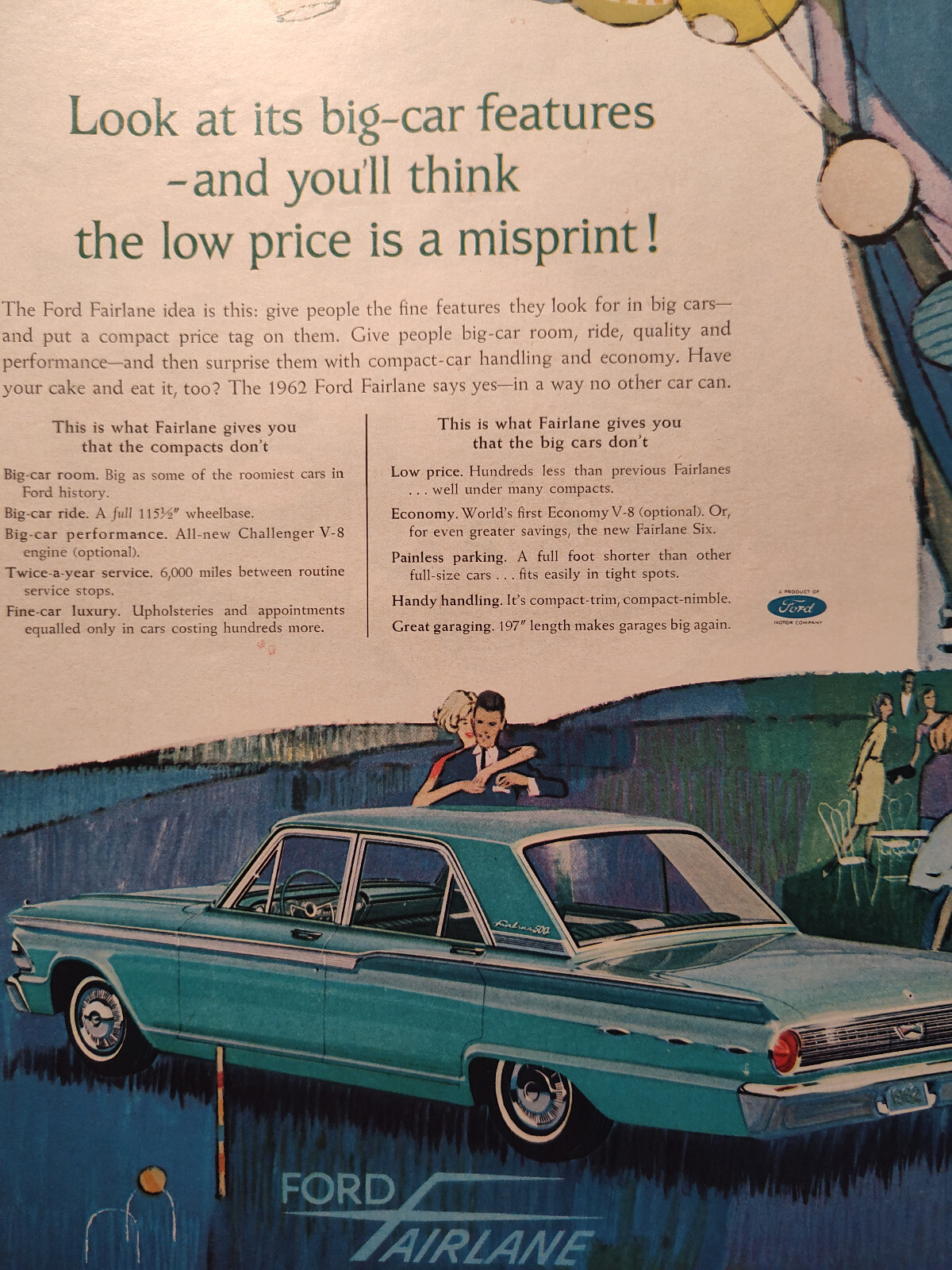 1962 LOOK Ad Advertisement FORD FAIRLANE Right Size Right Price