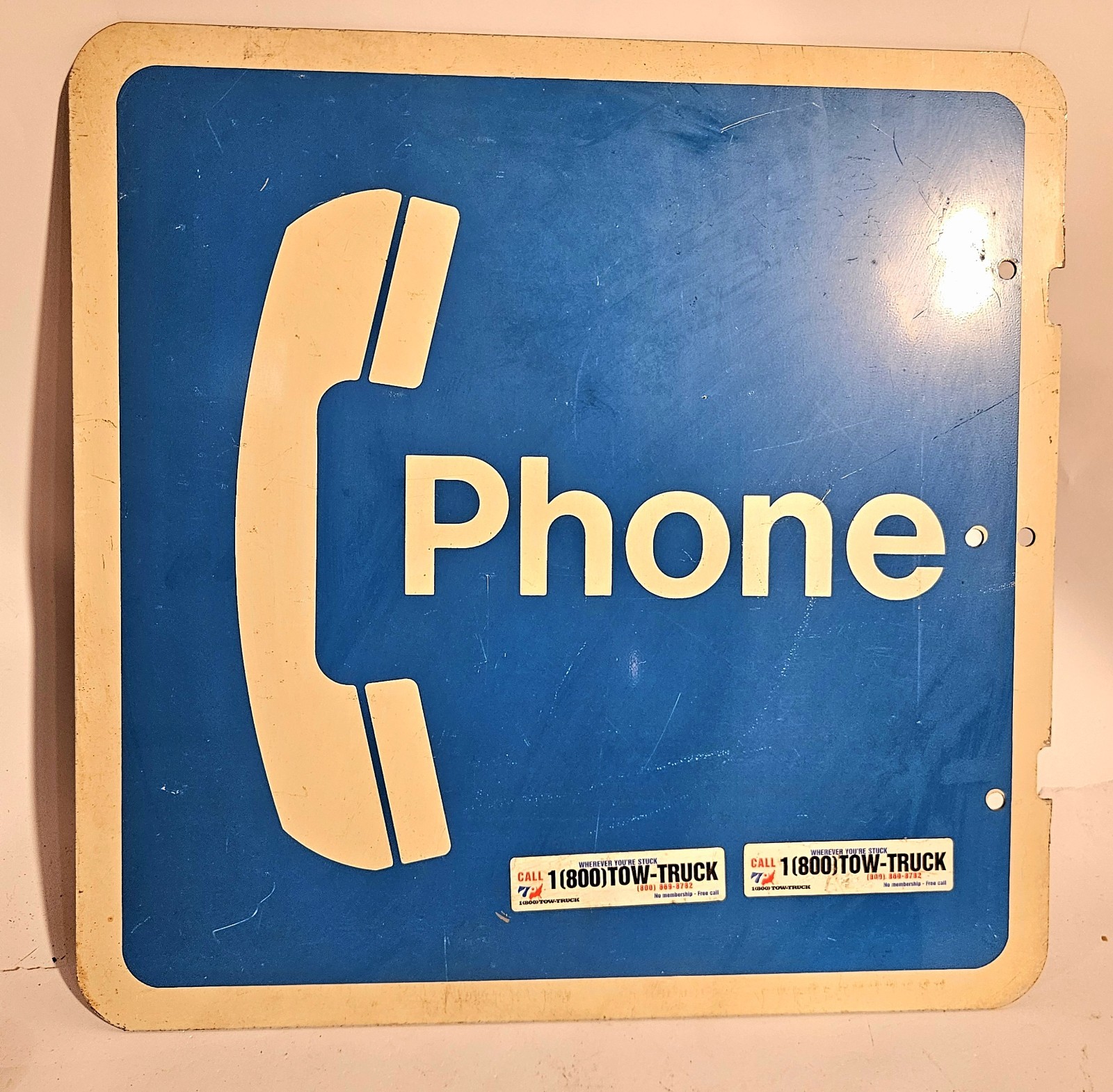 VINTAGE DOUBLE SIDED METAL PHONE SIGN 1970S TELEPHONE 