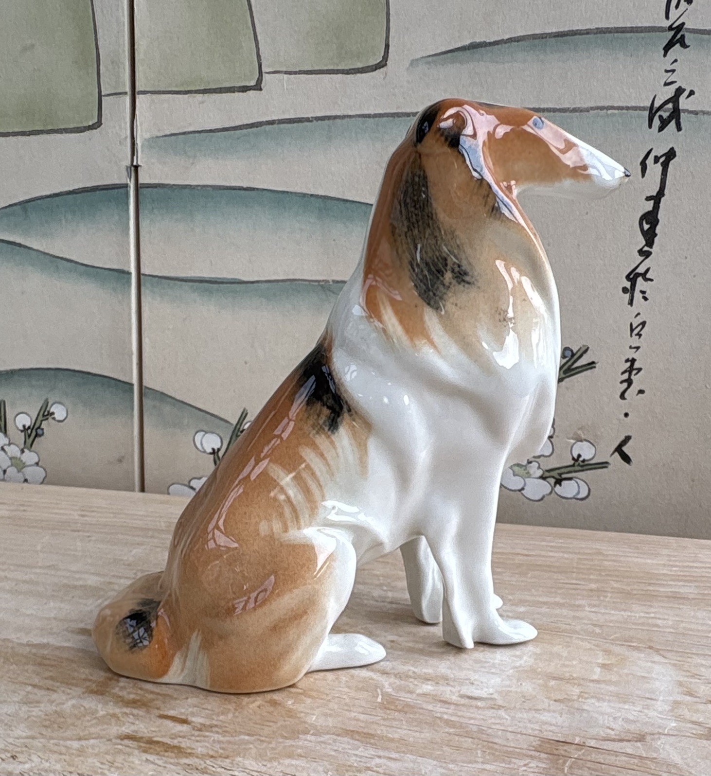 Lomonosov Vintage USSR Soviet Russian Ceramic. Collie Dog Ornament. Rare 1970s