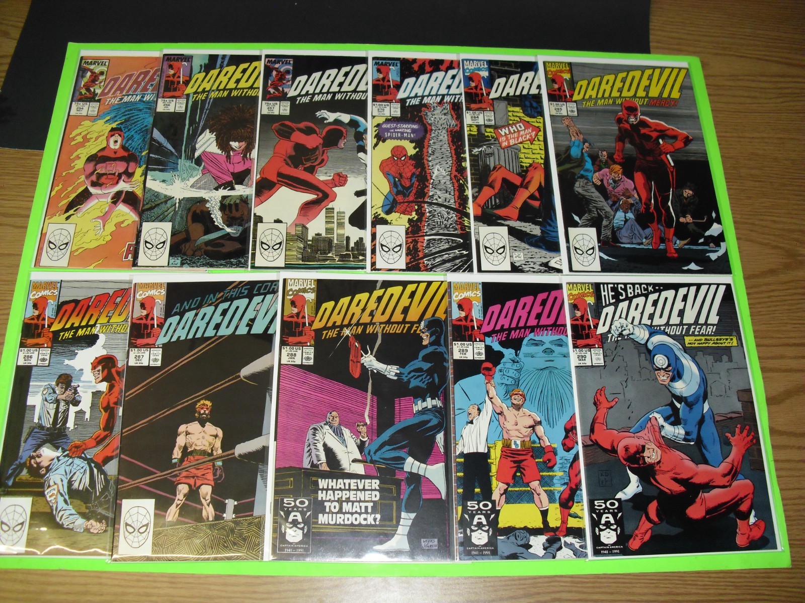 Lot of 11 Daredevil run #254 256 257 270 284-290 most VF or better 1988 Marvel