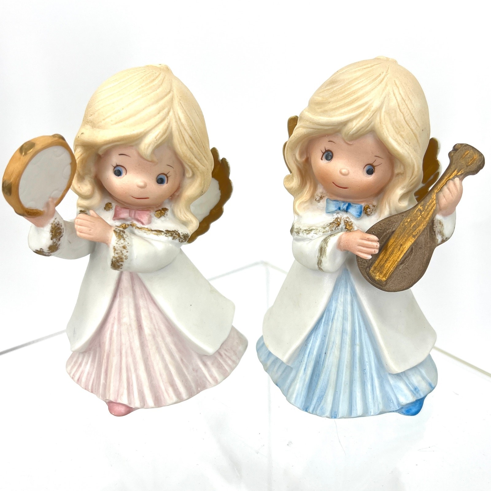 Vintage Homeco Christmas Holiday Musical Instrument Angels 5504 Pair of Two 4.5\