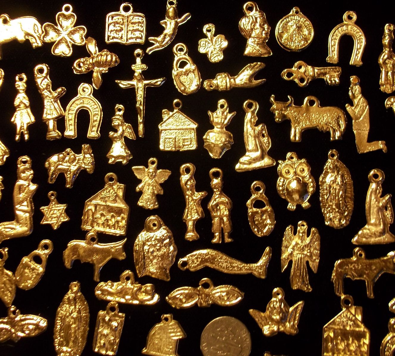 50 Milagro Charms Mexican Folk Art GOLD Import Ex Votos Dijes Miracle 50 Milagro Charms Mexican Folk Art GOLD Import Ex Votos Dijes Miracle