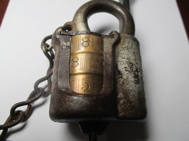 VINTAGE 1884 COMBINATION PADLOCK..RARE LOCK