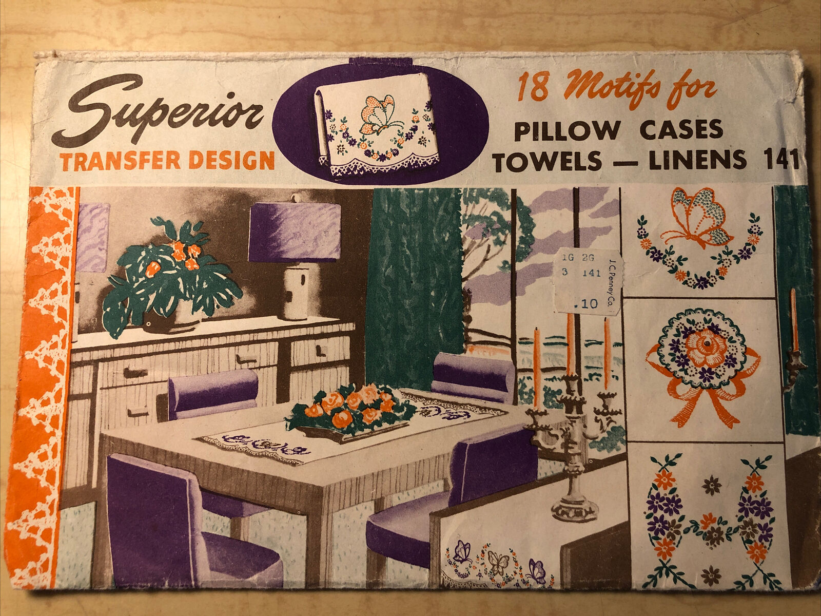 Vintage Superior Transfer Design 18 Motifs Pillow Cases Towels Linens flowers