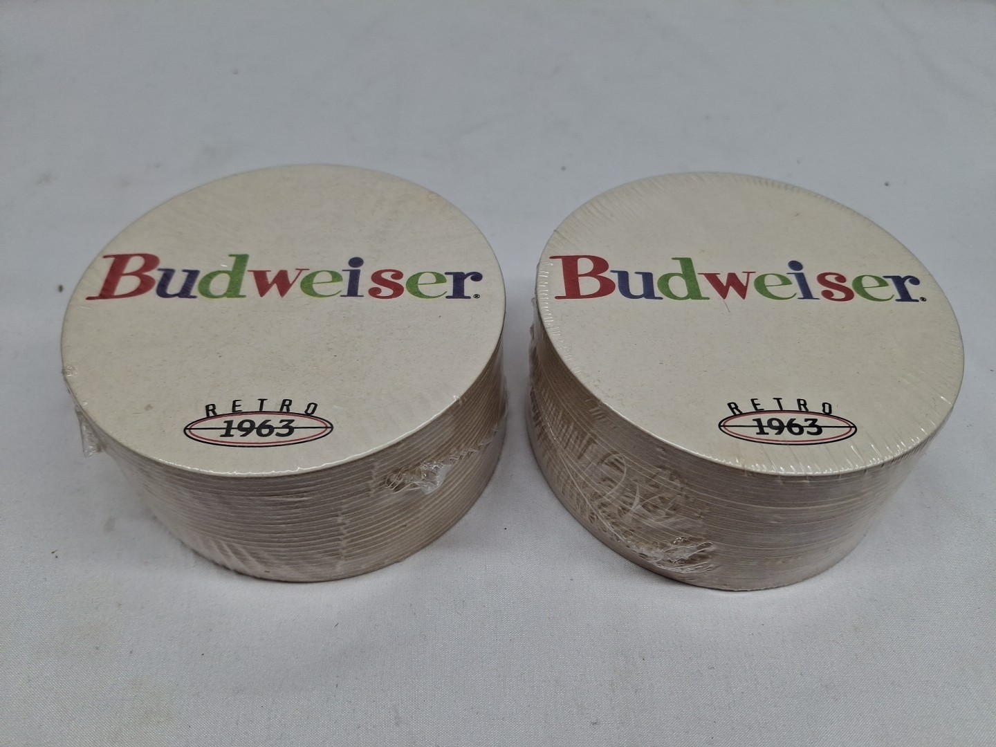 50 Budweiser Retro 1963 Round 4” Coasters NEW SEALED