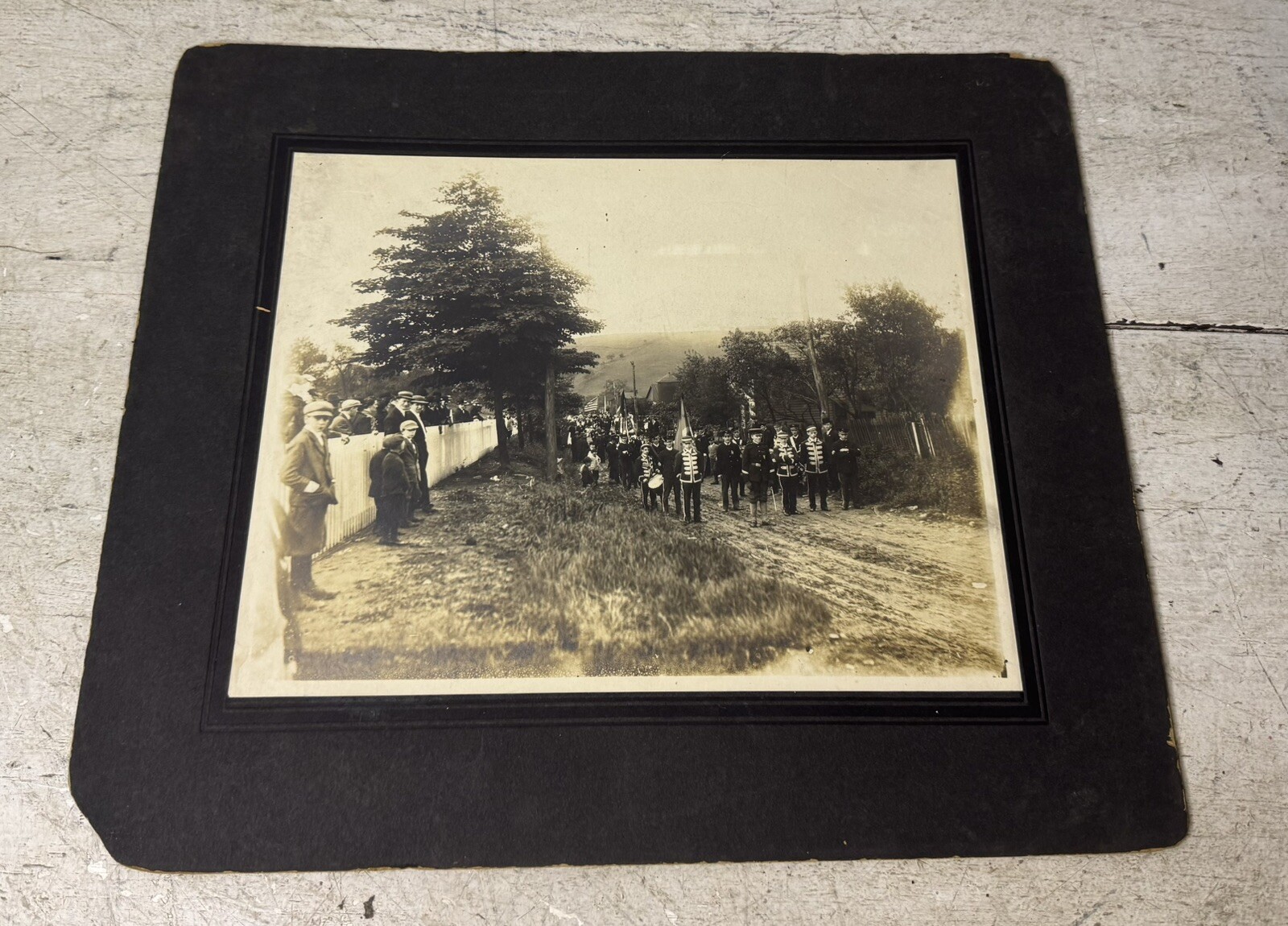 Antique Circa 1900’s Turtle Creek PA Cabinet Card Photo Parade Flags People