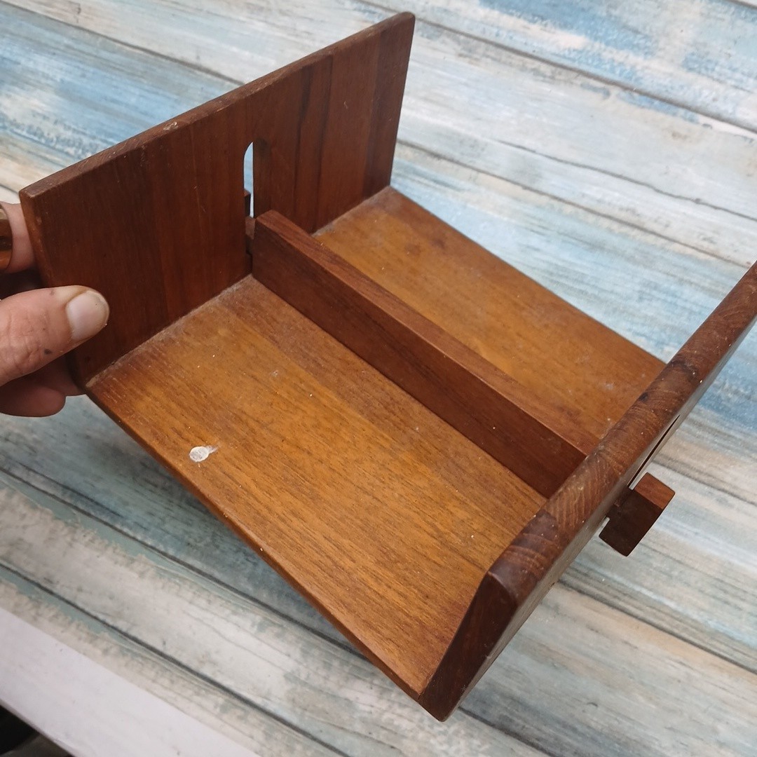 Kalmar Teakwood Thailand Napkin Holder Stand Mid century MCM style vib