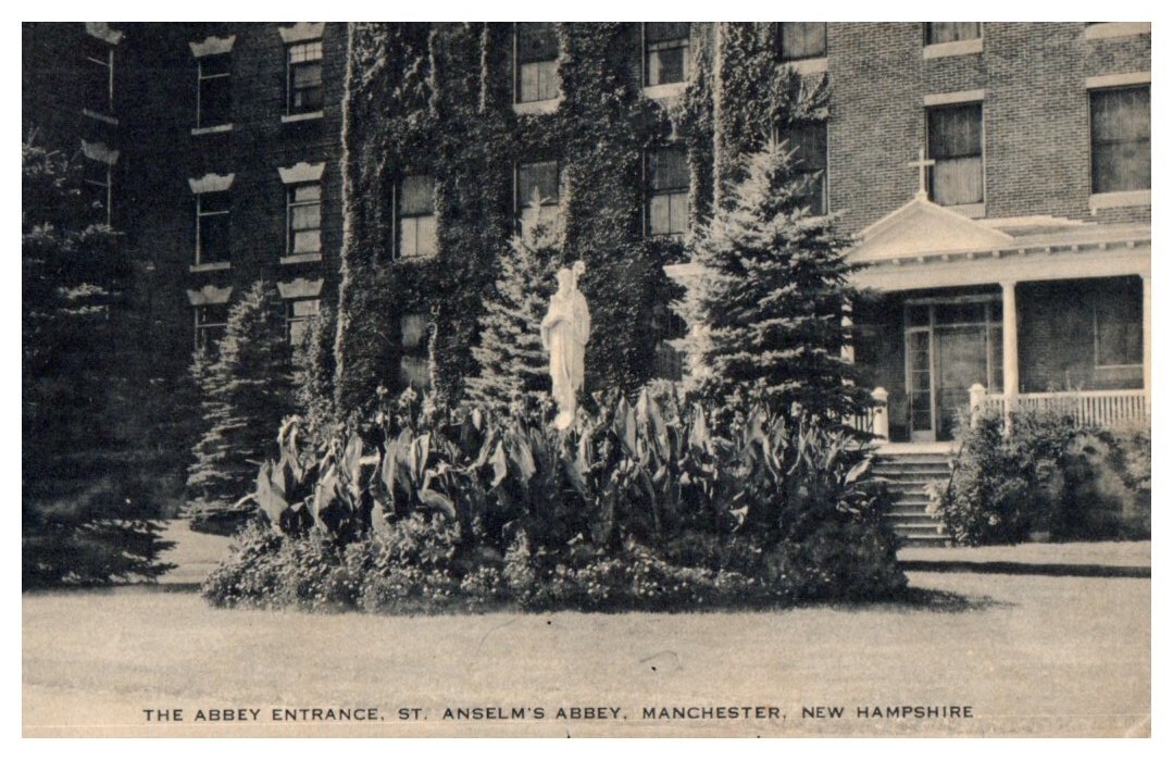 Vintage Postcard 1960 St. Anselm's Abbey Entrance, Manchester, New Hampshire