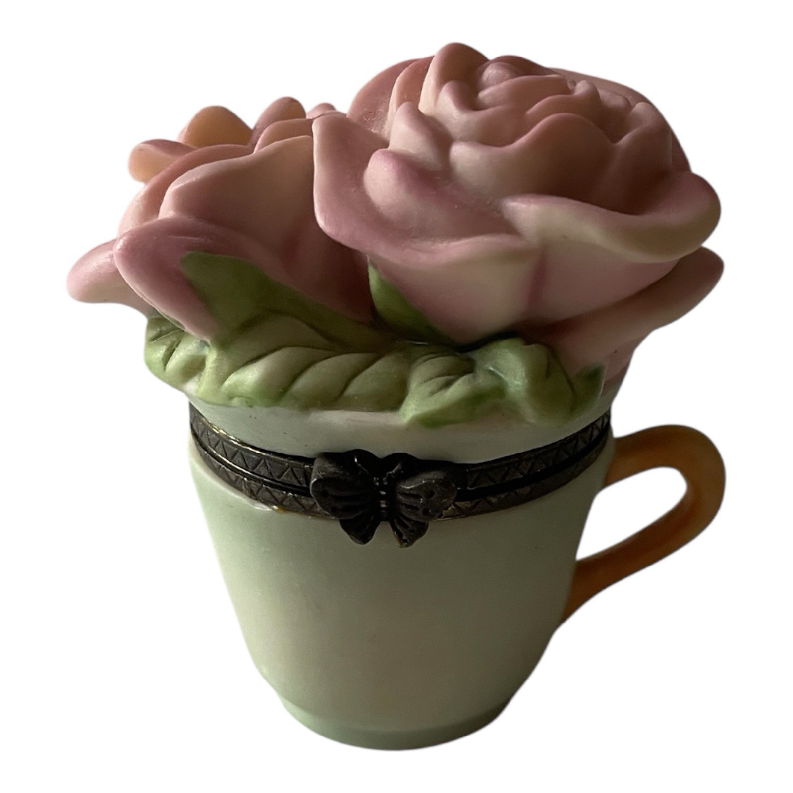 Vtg 1999 M. Bastin Ceramic Tea Cup/Roses “A Daughter Is A Joy Forever” Trinket