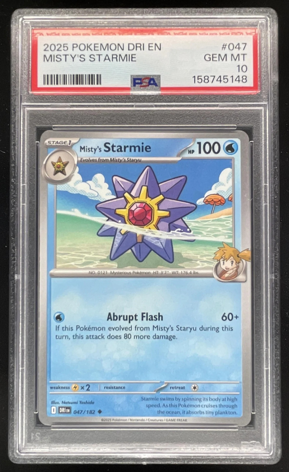 2025 Pokemon Destined Rivals #047/182 Misty\'s Starmie PSA 10