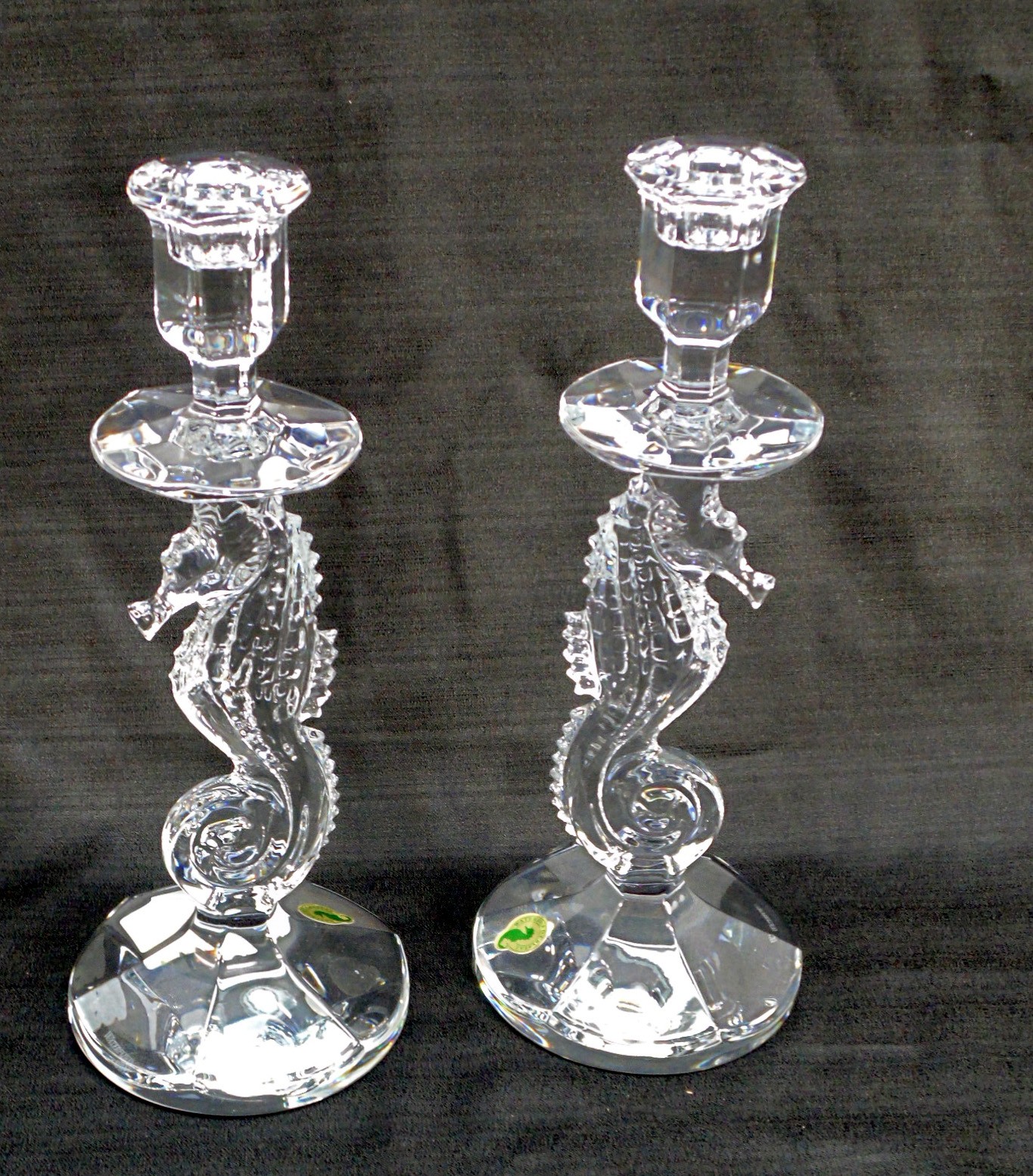 New Waterford Crystal Seahorse Candle Candlestick Holders 158572 11.5 New Waterford Crystal Seahorse Candle Candlestick Holders 158572 11.5