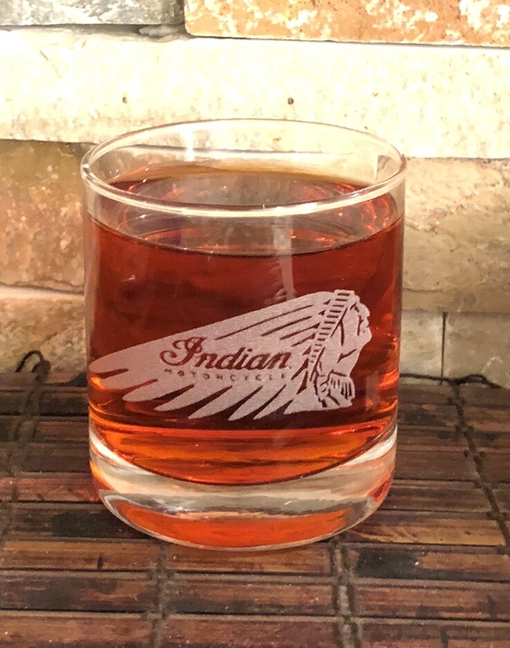 Indian Motorcycle  Whiskey Glass 11 Oz