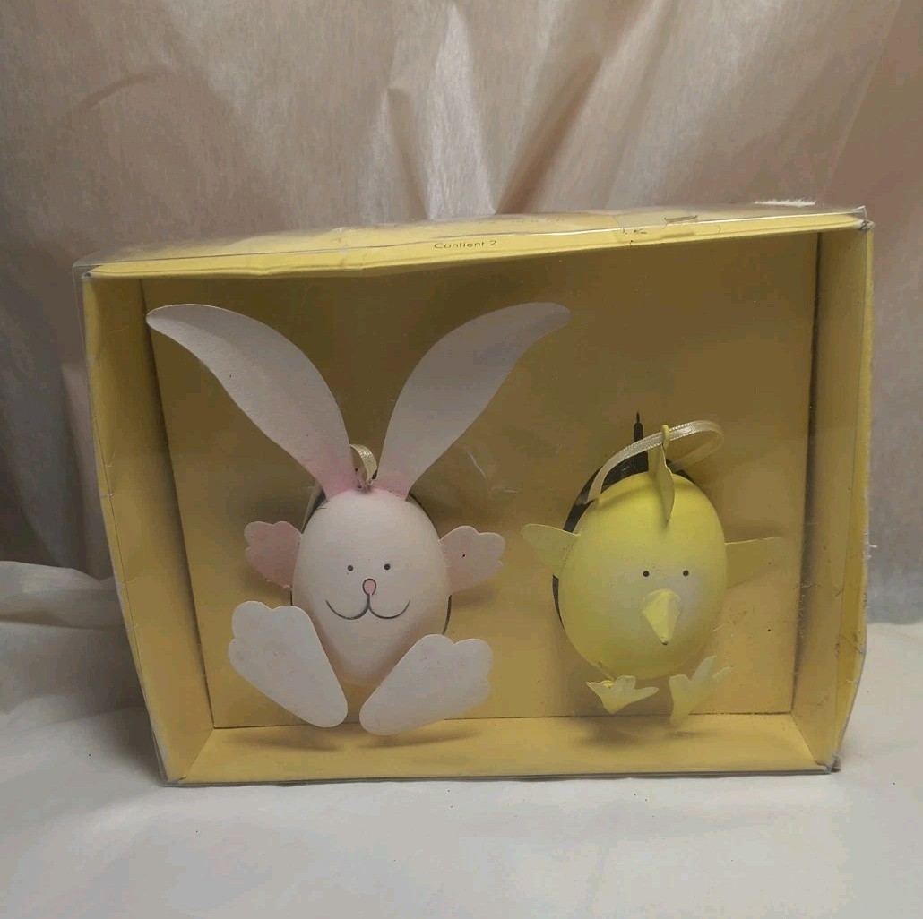 Nob Hand-Painted Bunny & Chick Hanging Ornaments Easter Decor Pier 1 Imports B6
