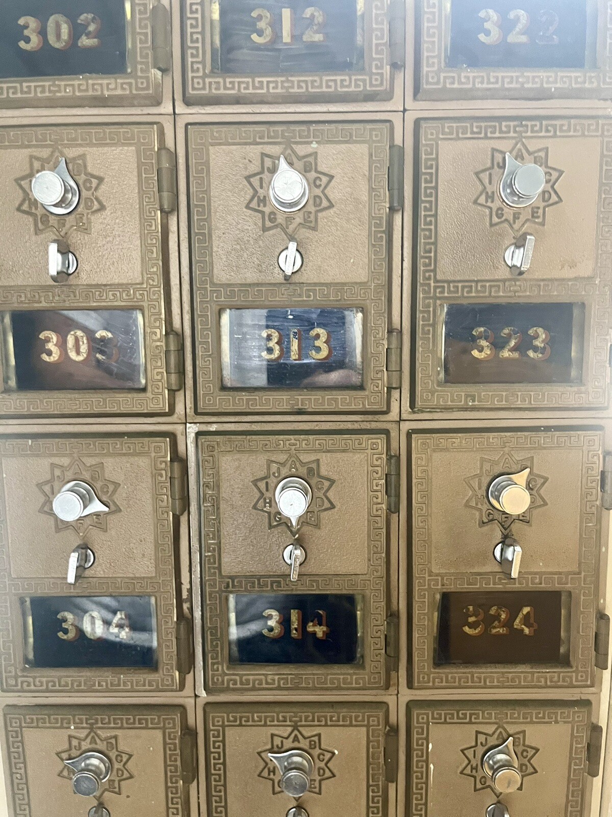 Lot of 5 - Rare Vintage Small USPS Post Office Brass Box Door With Combination