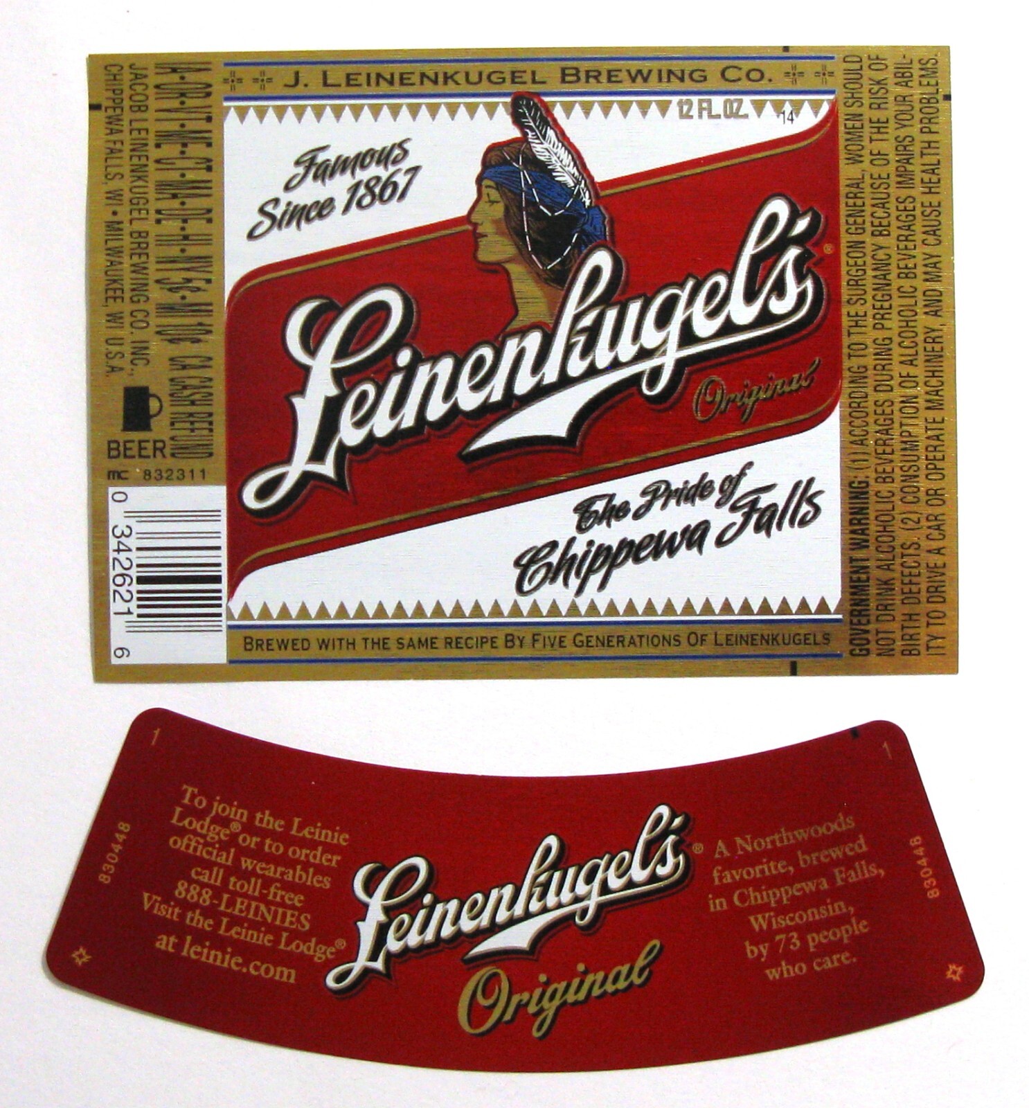 Leinenkugel\'s Brewing LEINENKUGEL\'S - original - beer label WI 12 oz #832311 #14