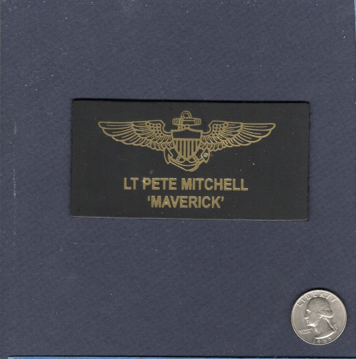LT Pete MAVERICK Mitchell TOP GUN Movie Costume Leather Name Tag Squadron Patch