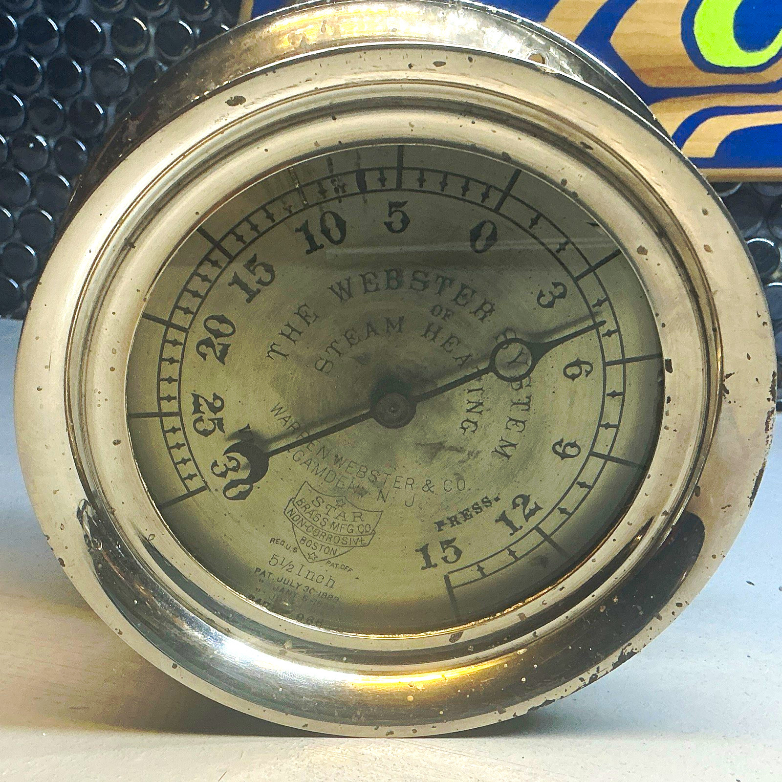 Antique Webster Steam Gauge over 125 years old 1901. Unrestored w/natural patina Antique Webster Steam Gauge over 125 years old 1901. Unrestored w/natural patina