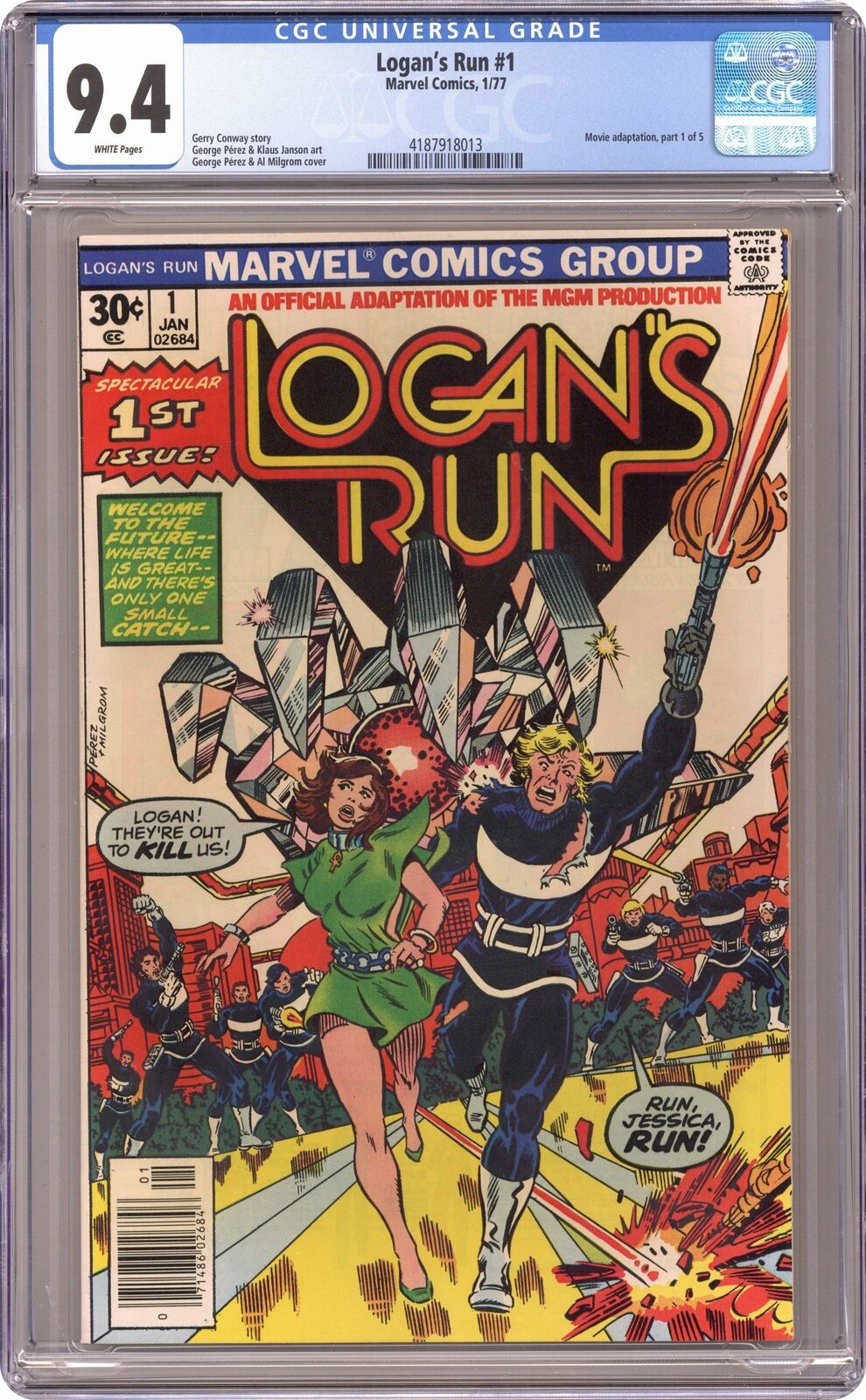 Logan's Run #1 CGC 9.4 1977 4187918013