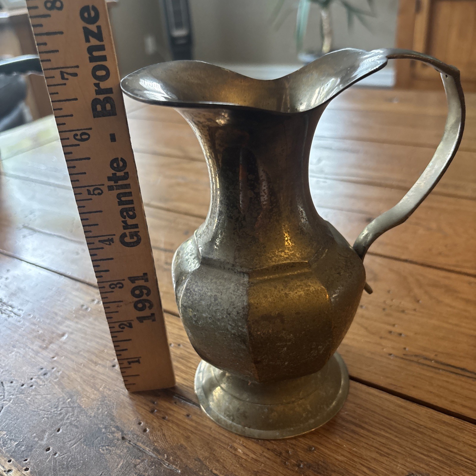Antique Brass Metal Pitcher Jug with Handle Collectible