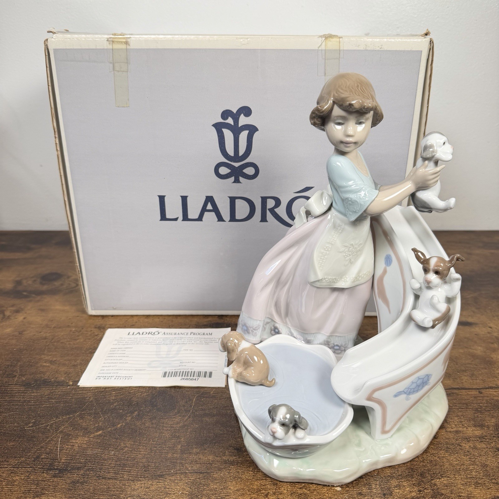VTG Lladro 6002 Down You Go - Puppies on a Water Slide Figurine | Retired w/ Box VTG Lladro 6002 Down You Go - Puppies on a Water Slide Figurine | Retired w/ Box