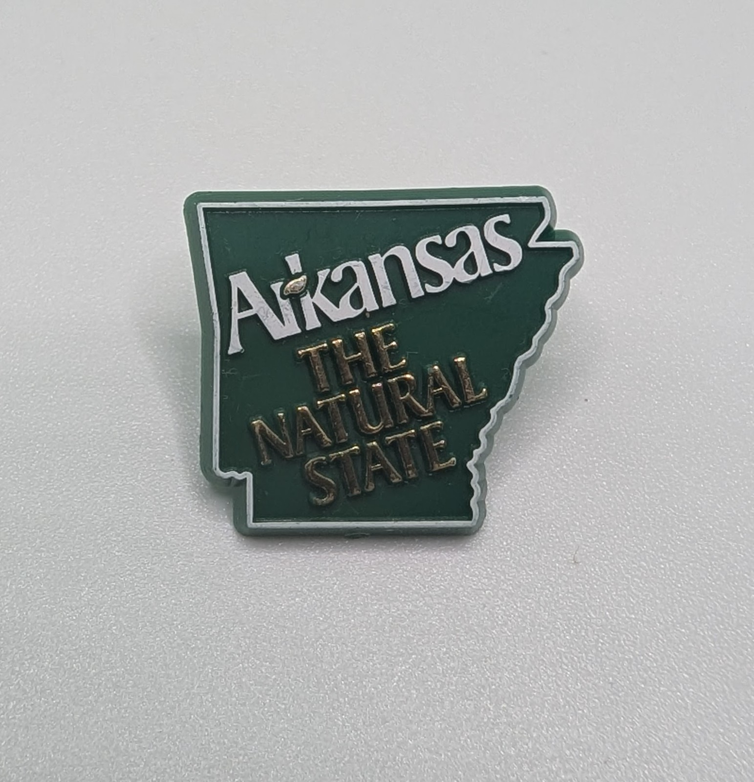 Arkansas The Natural State Green Map Outline Plastic Lapel Pin Arkansas The Natural State Green Map Outline Plastic Lapel Pin