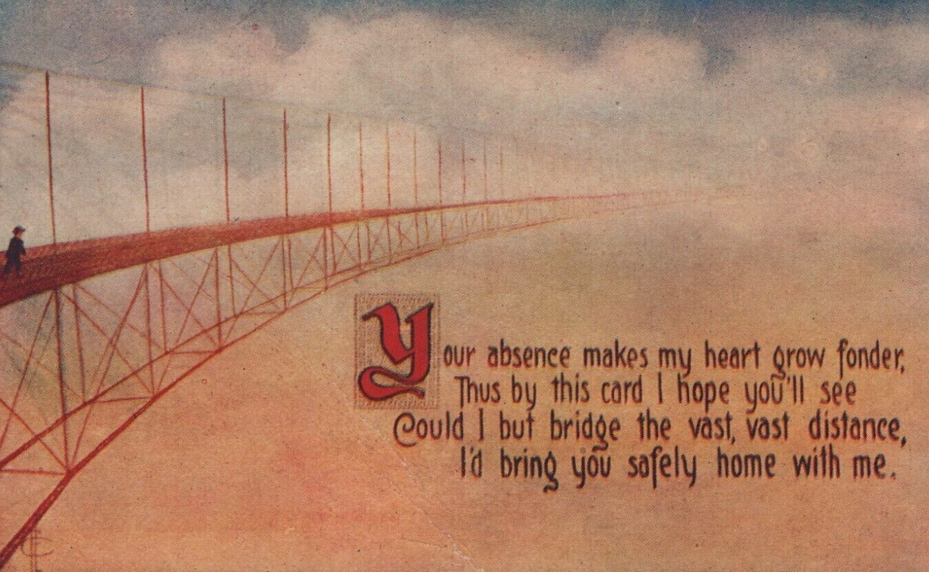 The Best of Wishes Bow Wishbone Black River Falls Divided Back Vintage Post Card
