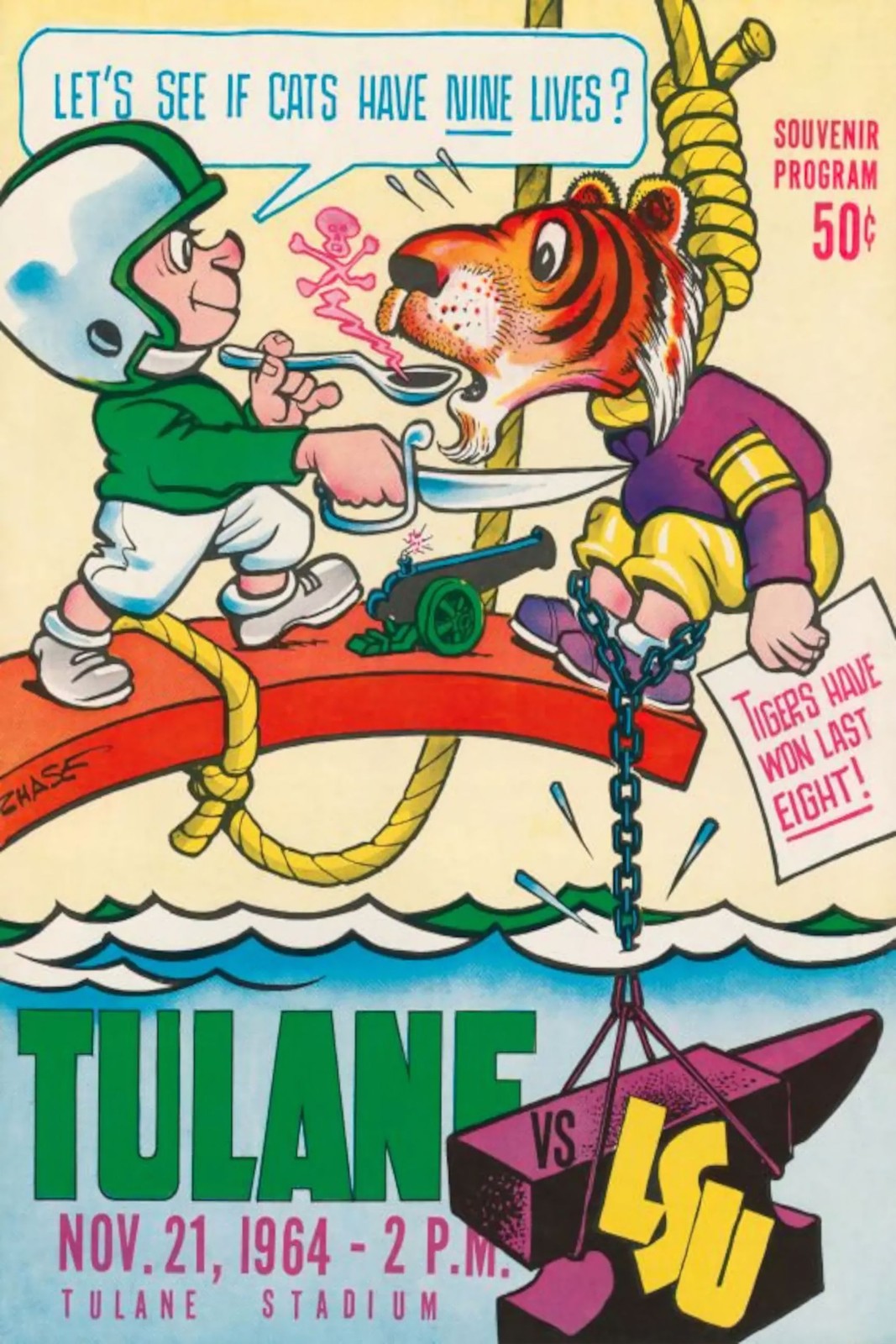 Tulane vs LSU (1964) 😺🏈 Vintage Football Poster - 24x36” - Rare Reprint 🤯💯