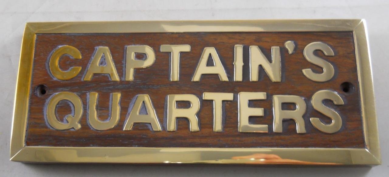 GSM Elegant Wood and Brass Captain's Quarters Plaque GSM Elegant Wood and Brass Captain's Quarters Plaque