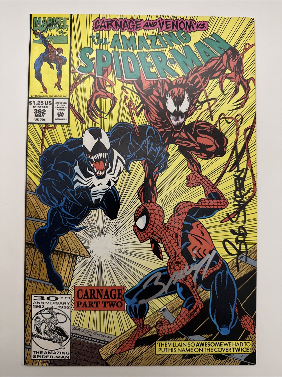 Amazing Spider-Man #362 (Marvel 1992) 🔑KEY ISSUE 🔥2X SIGNED BAGLEY & SHAREN