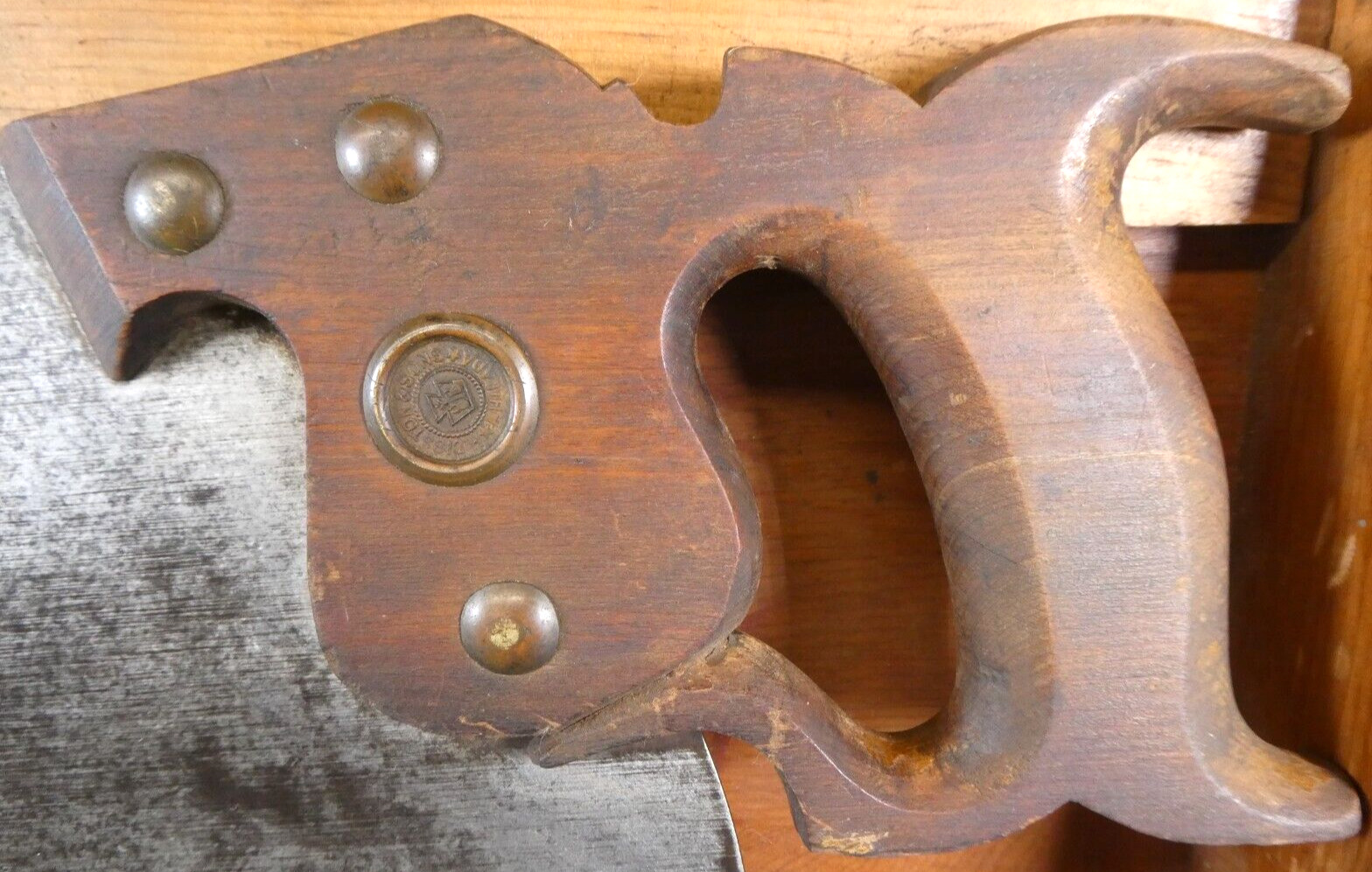 Antique Disston Philada No. 7;  10 TPI Fine Cut Crosscut Handsaw with Large Nib