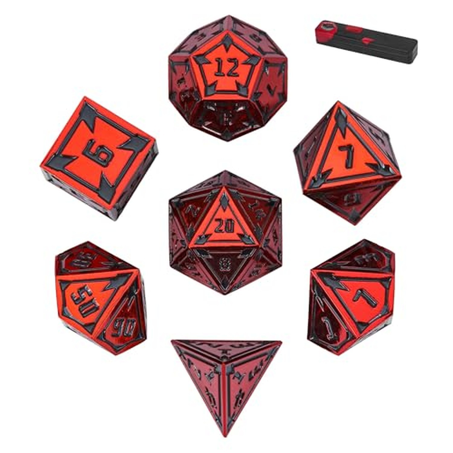 UDIXI Red Metal Dice Set D&D, Heavy Metal DND Dice Set for Tabletop Games