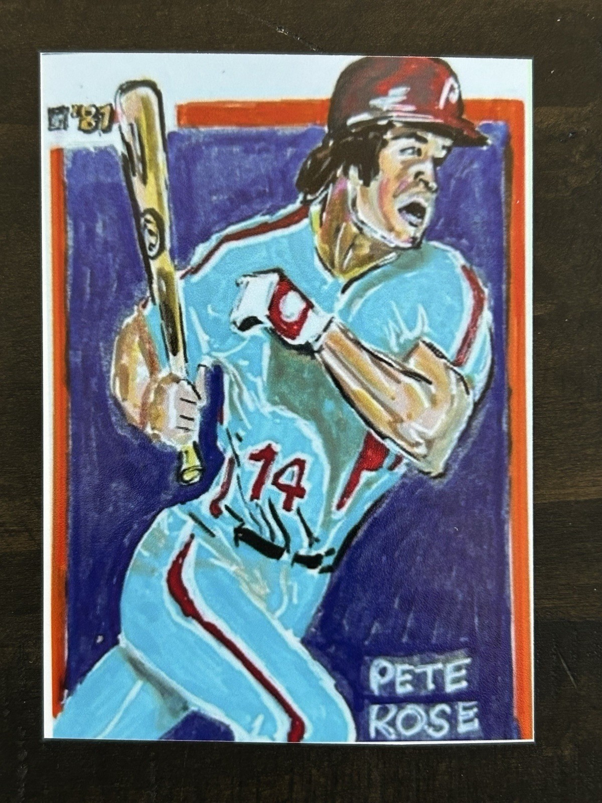 ACEO Sketch Trading Card Print Card 1981 Donruss Pete Rose Phila. Phillies Art