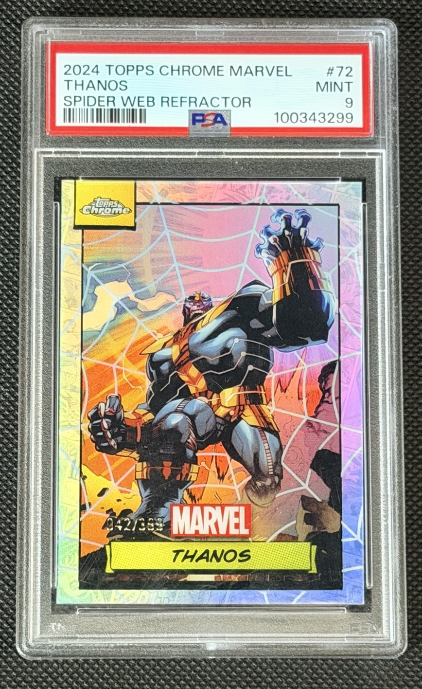 Topps 2024 Chrome Marvel Thanos #72 Spider Web Refractor PSA 9 /399