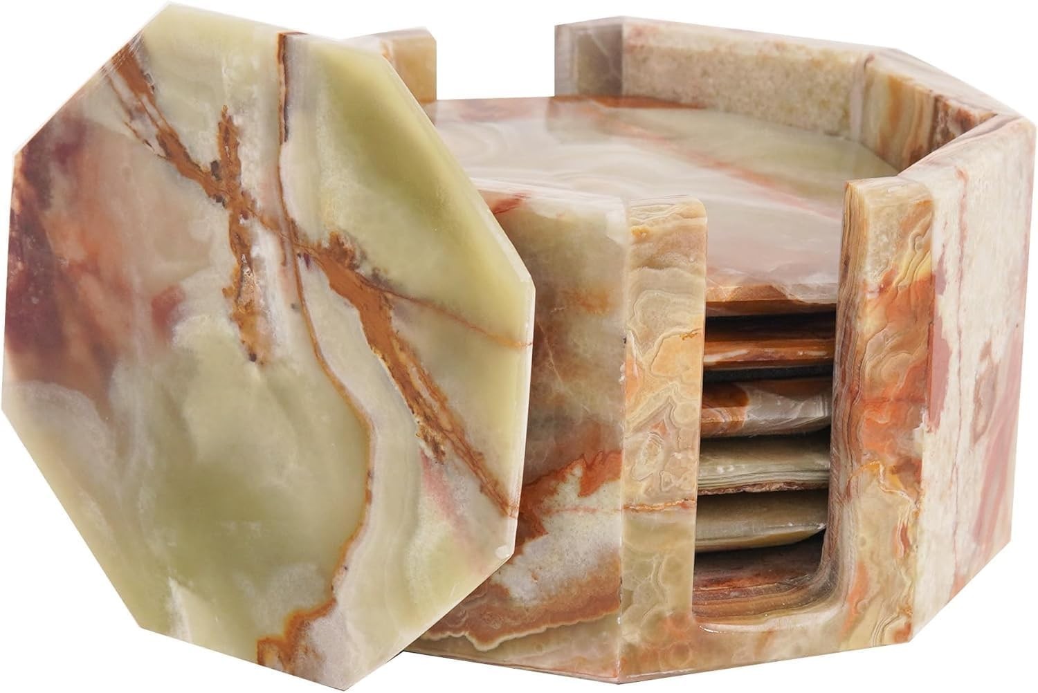 Marble Coasters Set of 6 Green Onyx Handmade 3.5\