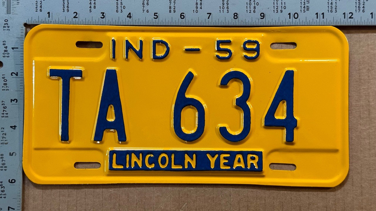 1959 Indiana license plate TA 634 YOM DMV Montgomery LOVELY RESTORED 23978