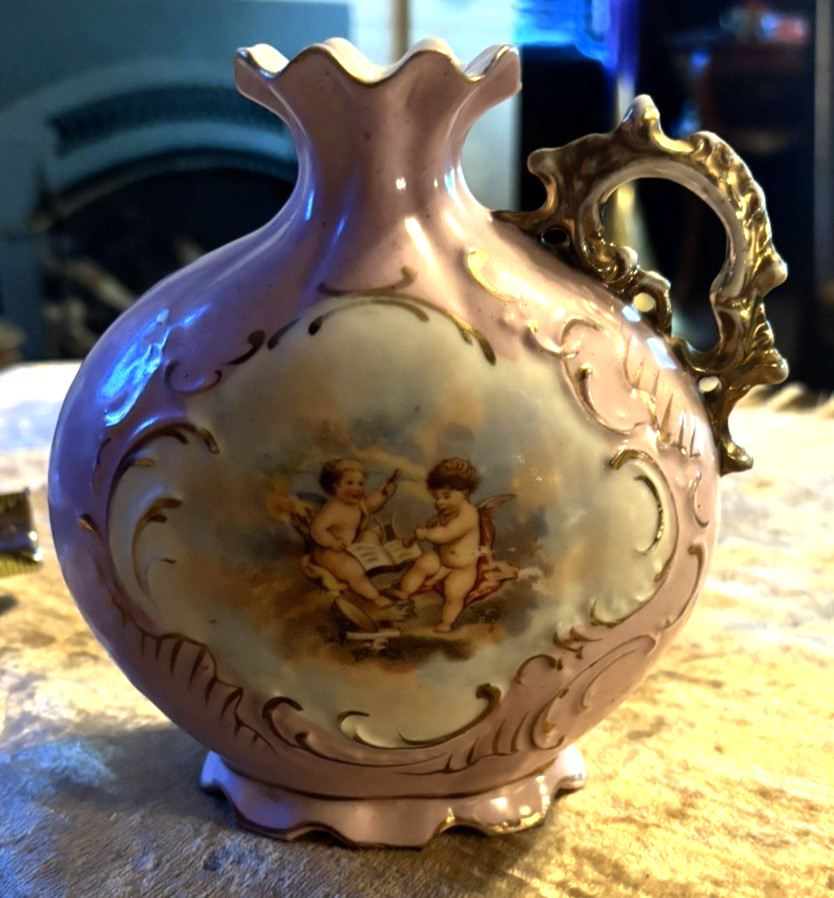 Antique Rococo Revial porcelian Pillow picture or vase 6\