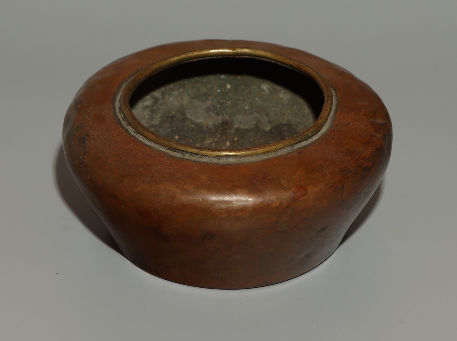 Real Tibet 18th Century Antique Buddhist Red Copper Alms Bowl Patra Bowl Amulet
