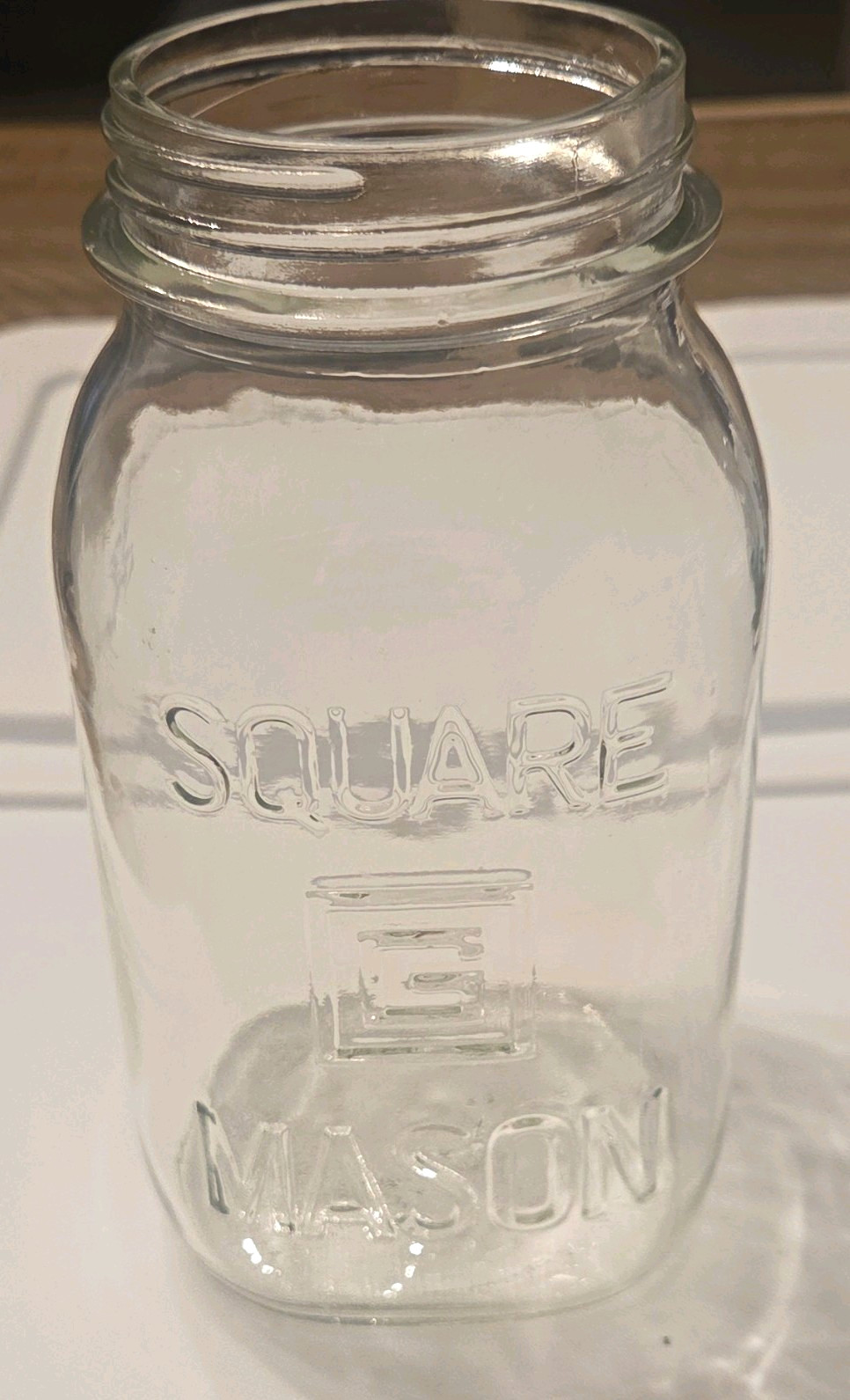 Vintage Square G Mason Clear Glass Canning Jar Quart Glenshaw Glass Co 3044 Base