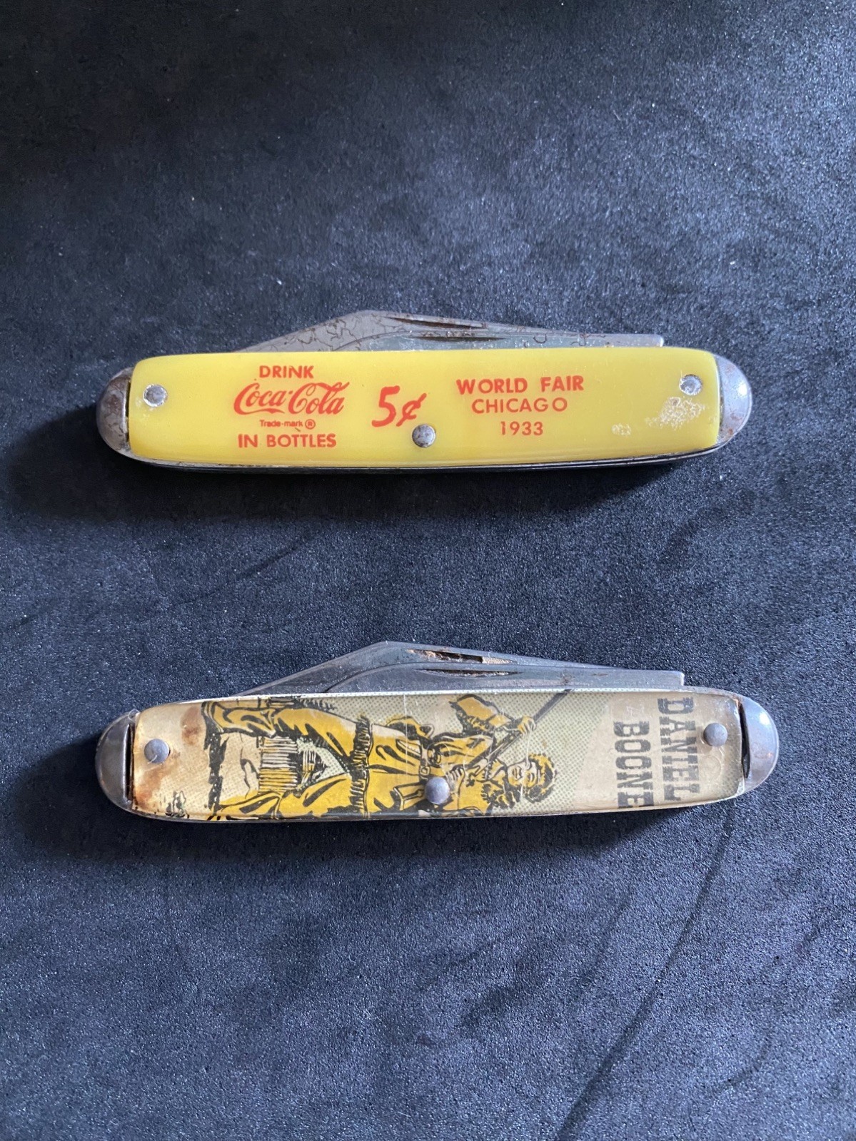 Antique Daniel Boone Pocket Knife & Coca-Cola World Fair Chicago 1933 USA Knife