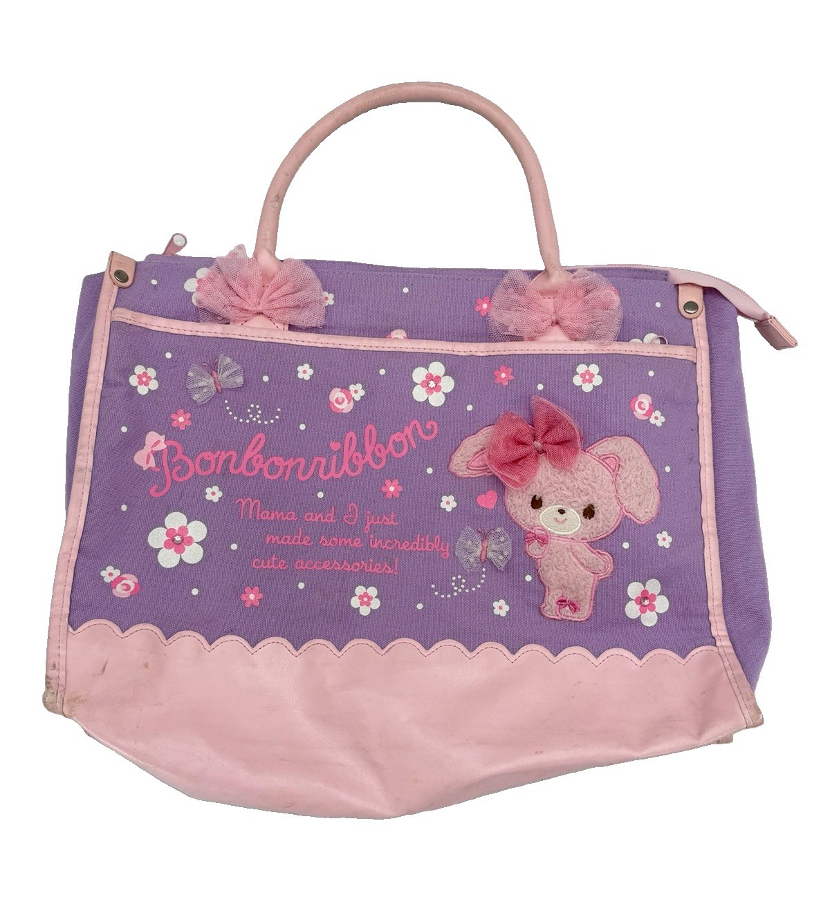 Vintage 2013 Sanrio Smiles Japan Bonbonribbon Embroidered Rabbit Tote Bag RARE