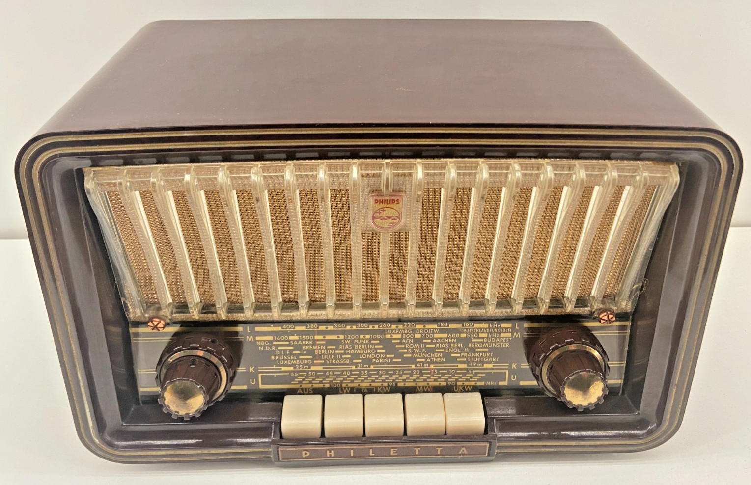 Vintage Philips Philetta B2D23A Tube Radio MCM German Audio Great Shape Tested