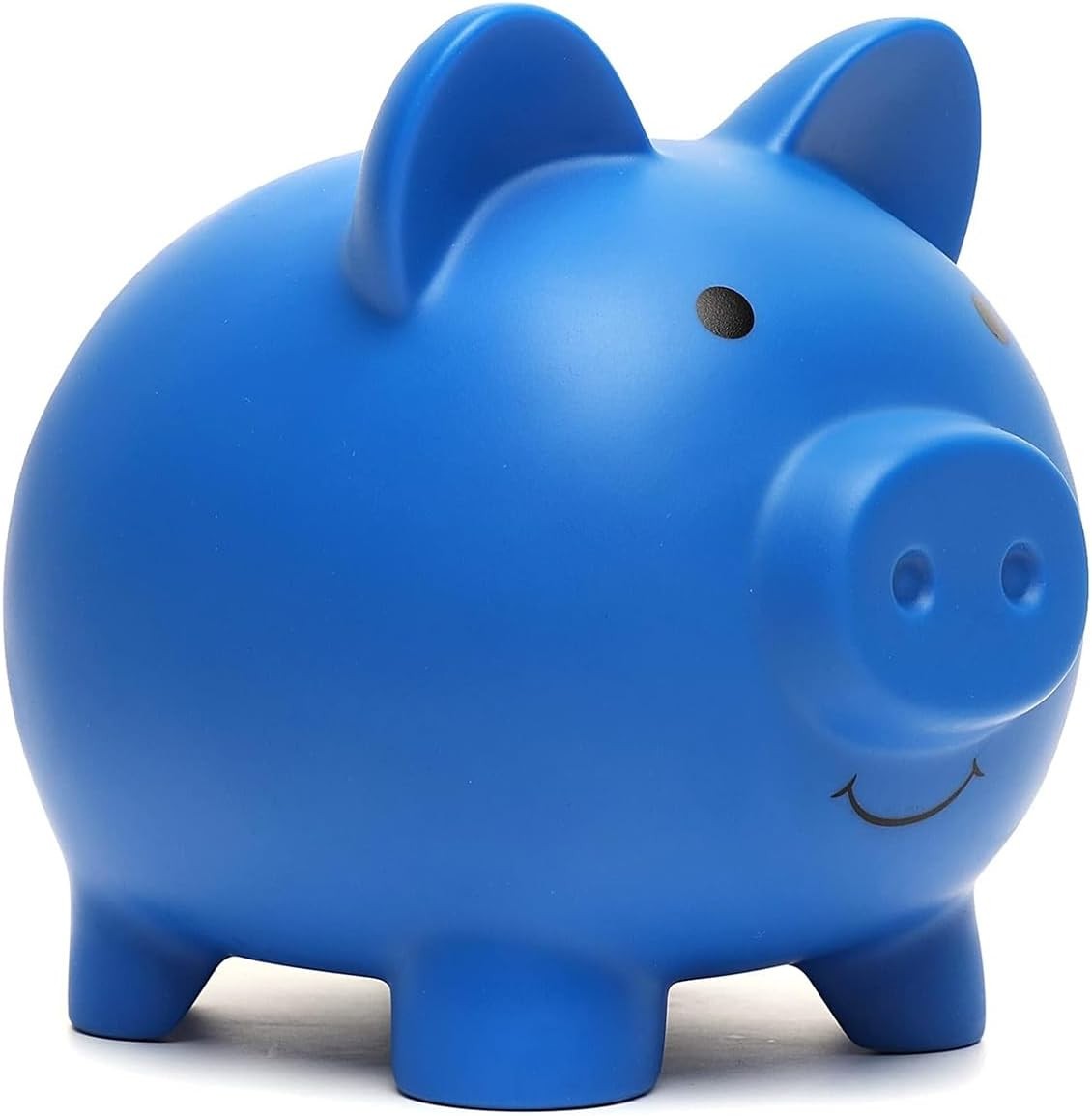 Medium Dark Blue Plastic Piggy Bank, Shatterproof Coin Bank for Kids