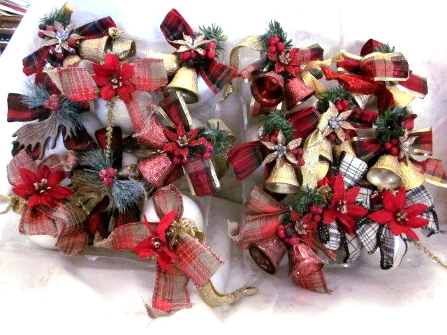 HANDCRAFTED FANCY DECORATED CHRISTMAS ORNAMENTS SET 16 NEW