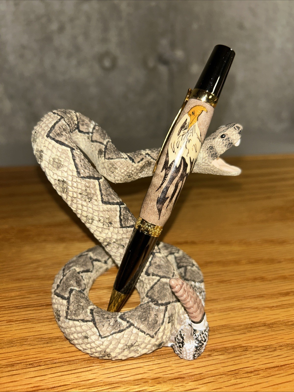 Realistic Ferocious Attacking Diamondback Rattlesnake With Fangs Bared Figurine