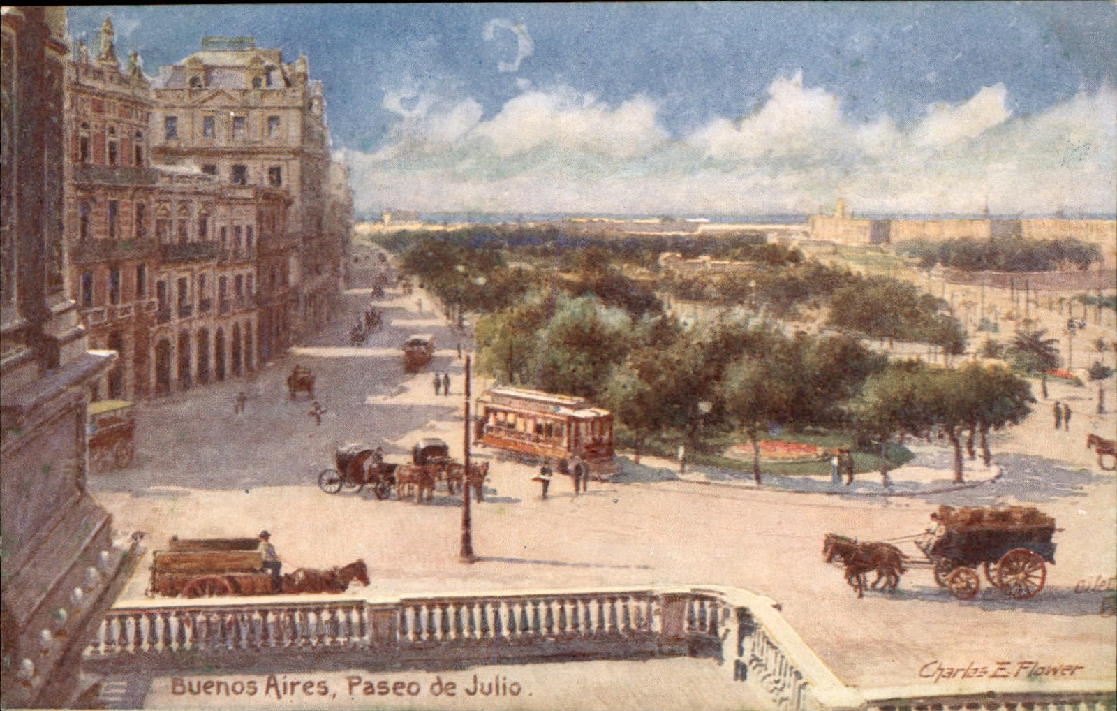 Buenos Aires Paseo de Julio Street Tuck RMSP Ship Issued c1910  Postcard bhn