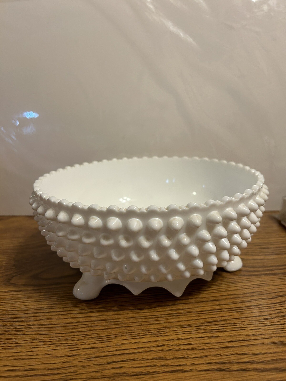 Fenton 3-Footed Bowl in Milk Glass Hobnail Pattern.HArd to find