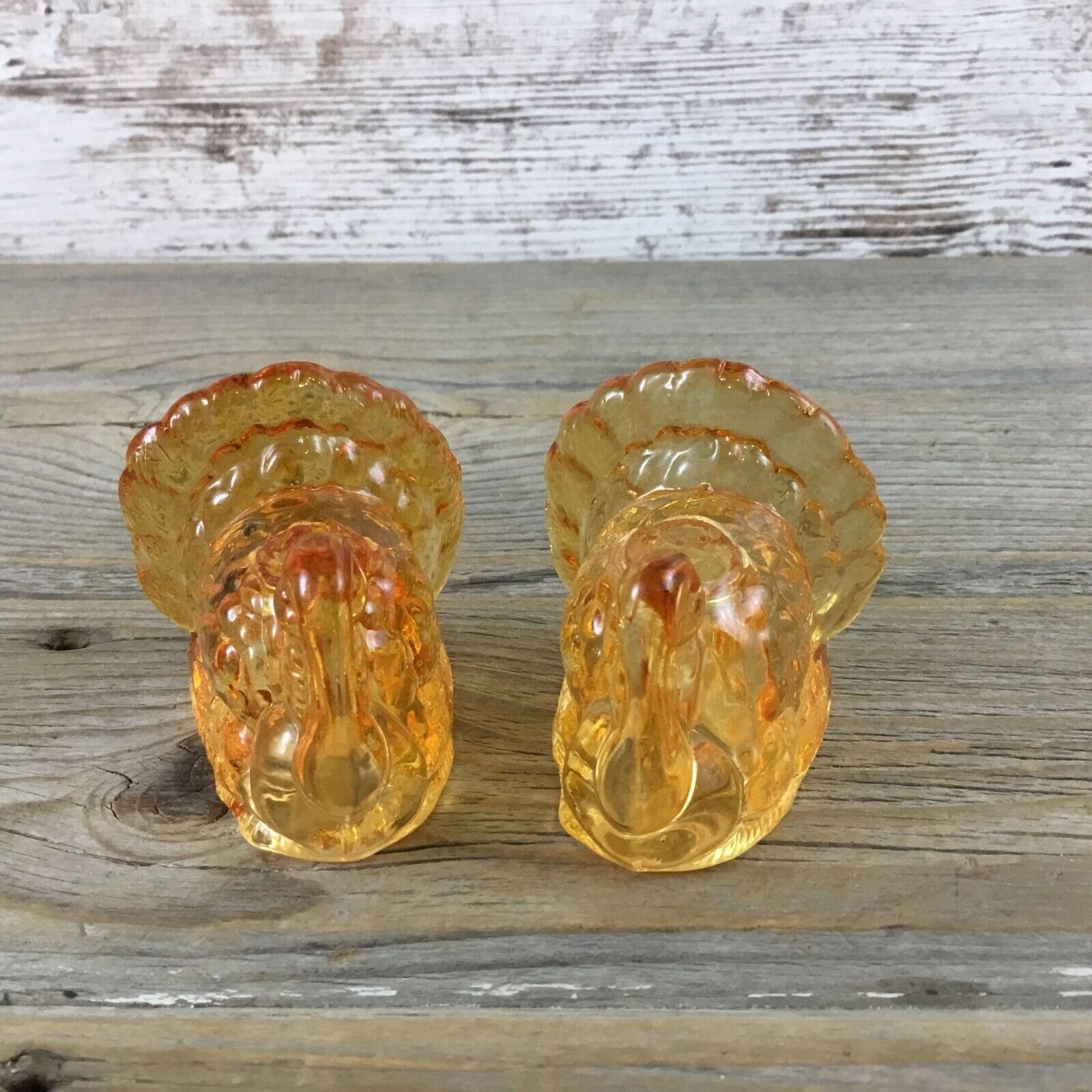 Turkey Crystal Clear Orange Glass Salt and Pepper Shakers