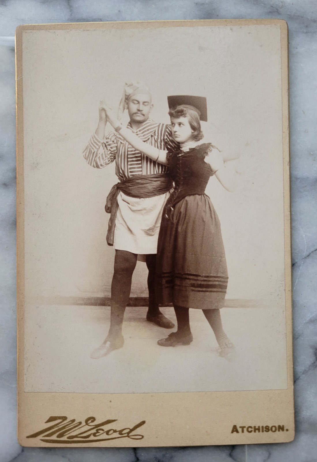 Cabinet Card Theatrical StagePerformers c1880\'s McLeod Atchison Kansas Antique