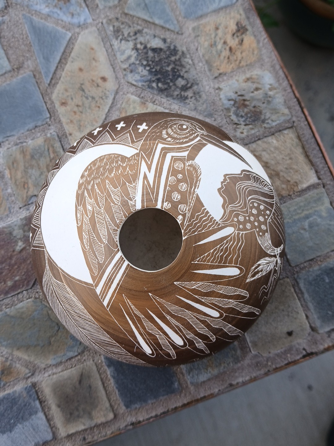 Norman Lansing Ute Native American Etched Pottery \
